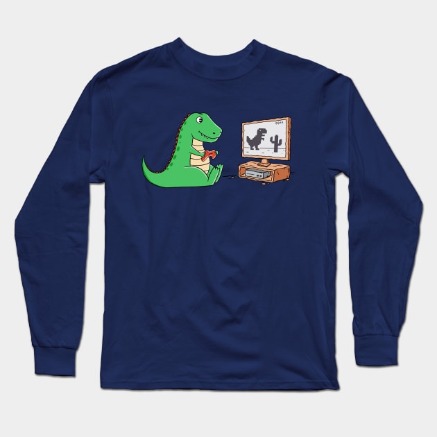 Dinosaur Gaming Long Sleeve T-Shirt by coffeeman